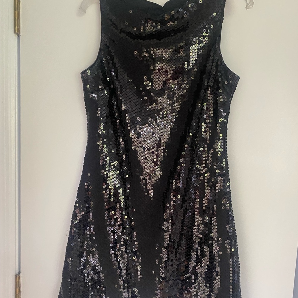 Mary L Couture Prom/Evening Sequined Sleeveless Shift Dress Keyhole Back Sz 8